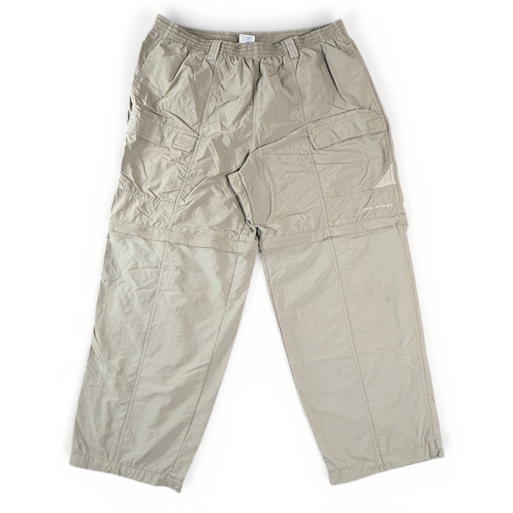 Columbia PFG Omni-Shade Zip Off Cargo Pants L 30 Tan Gorpcore Hiking Convertible